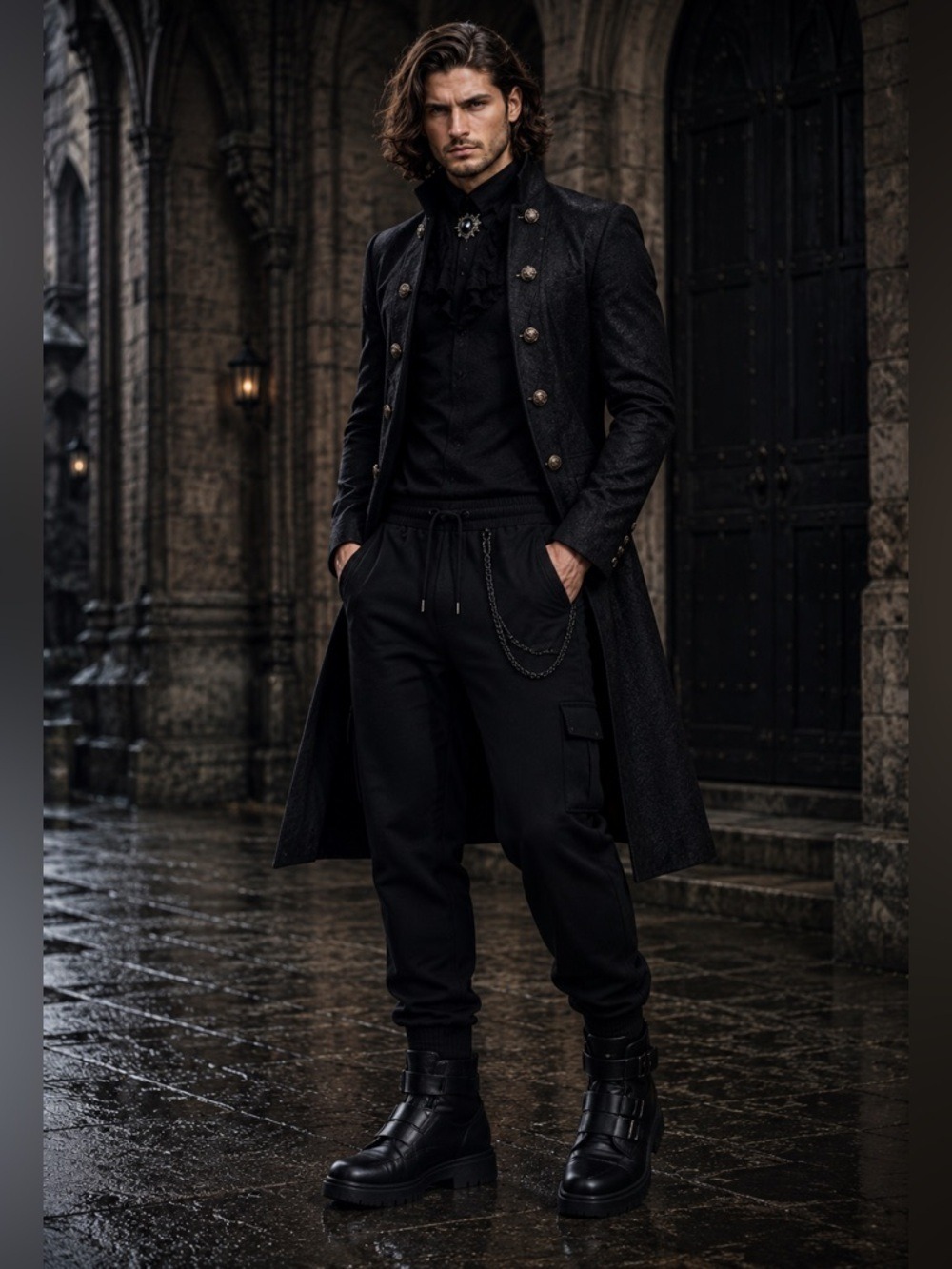 KIHILIST Kier's Curse Gothic Chain Jogger Pants Black Medium Large NWT